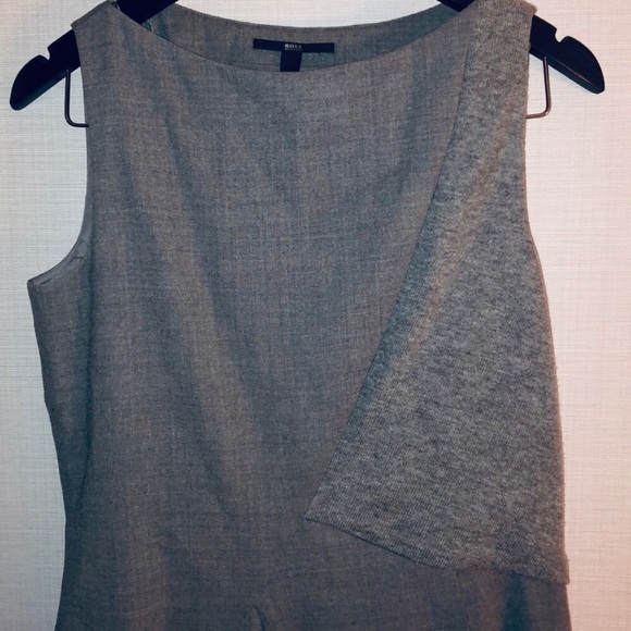 ⛲️HUGO BOSS⛲️MIXED MEDIA GREY SHEATH DRESS⛲️ - Picture 4 of 7